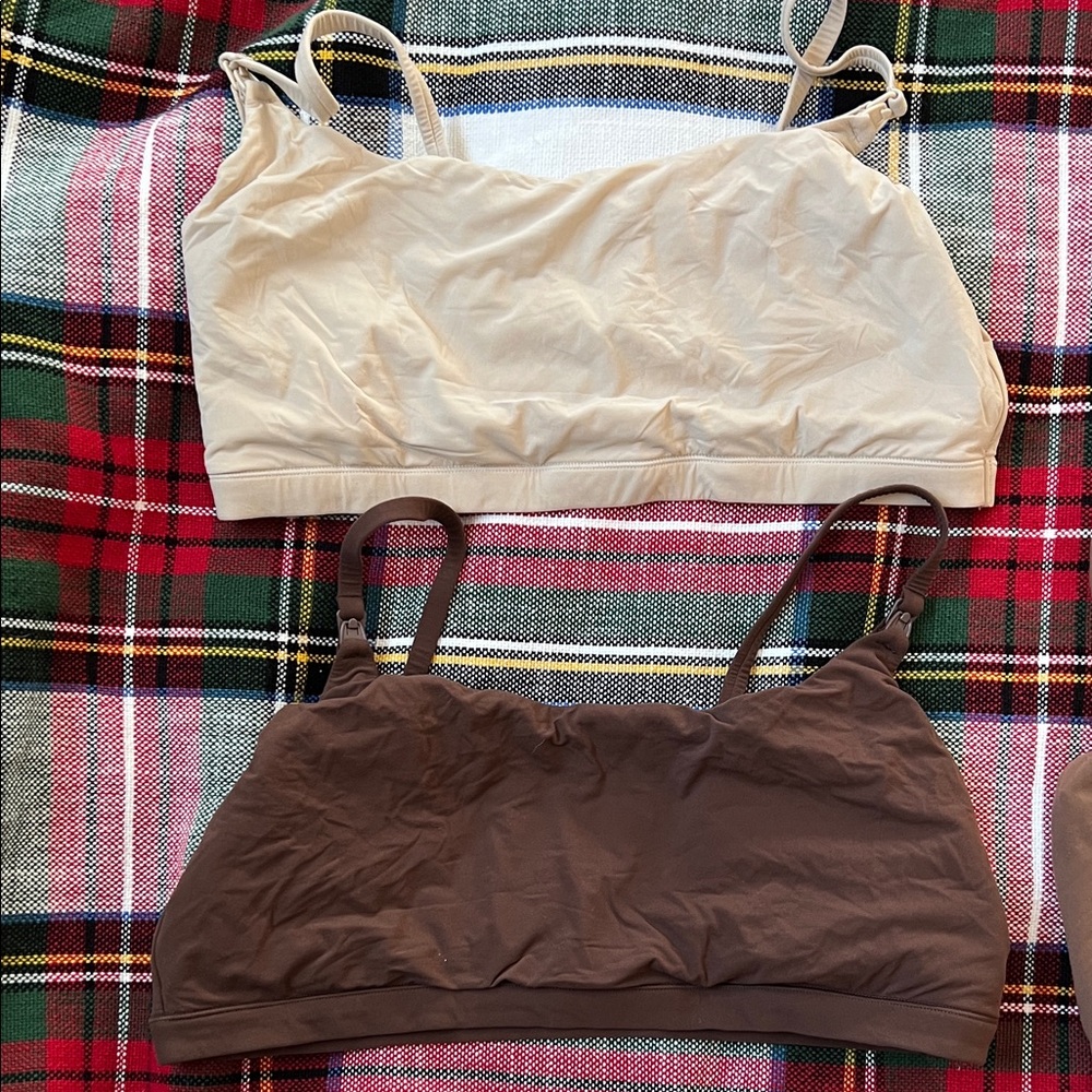 SKIMS Tan and Brown pumping/nursing bras- set of 2